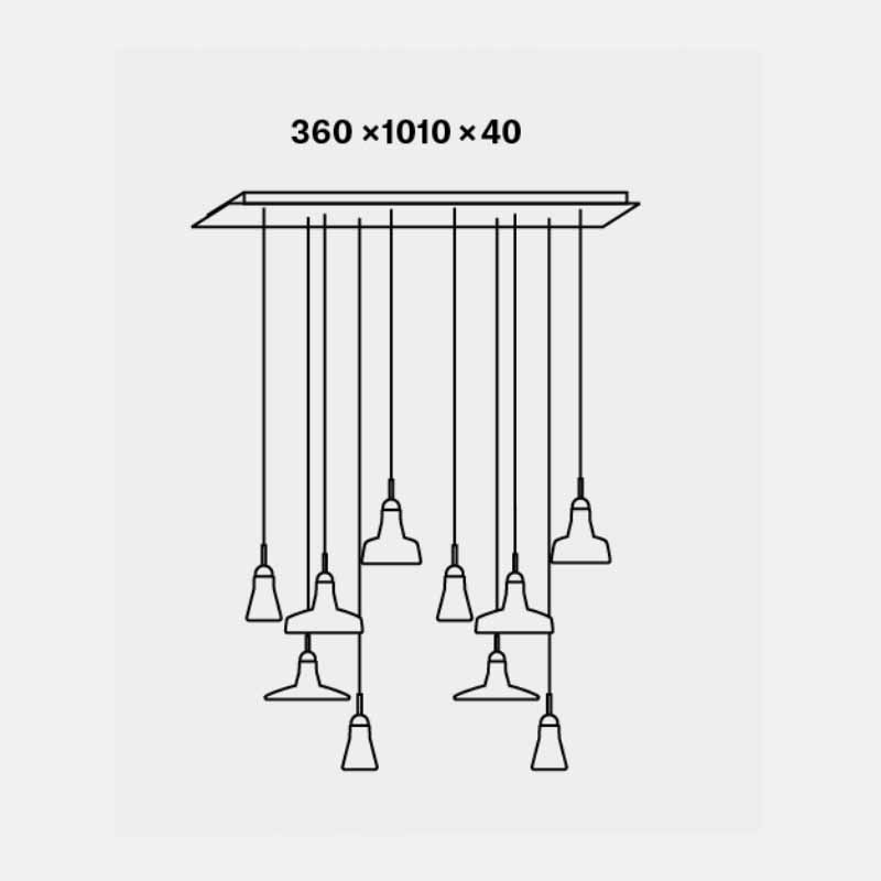Pendant lamp SHADOWS SET RECTANGULAR CANOPY LARGE D1010 H2000