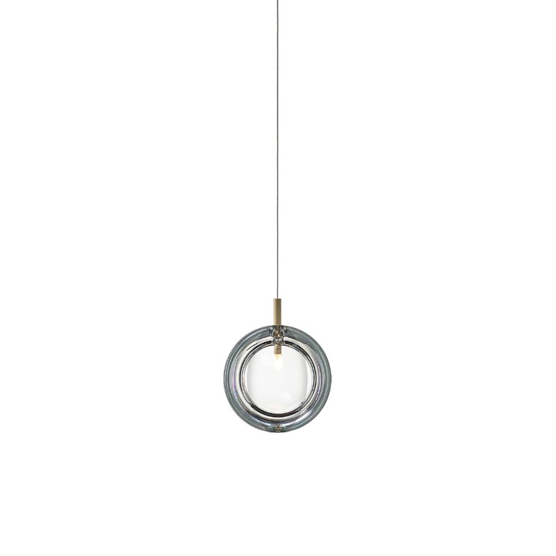 Pendant lamp LENS SINGLE CLEAR / BRUSHED BRASS
